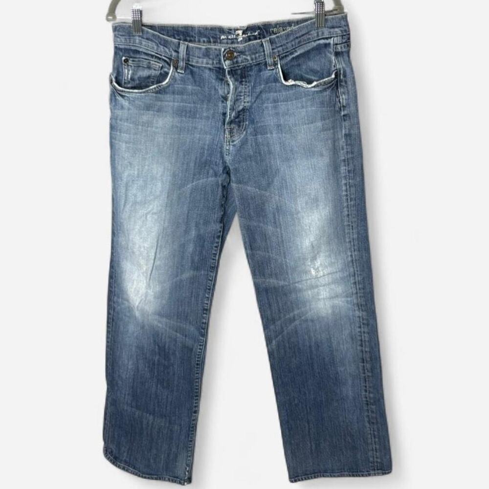 7 For All Mankind Men's Relaxed Fit Straight Leg Jeans - Button Fly - Size 34